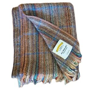 James Pringle Weavers Wool Plaid Fringe Throw Blanket Rug Scotland 48x43